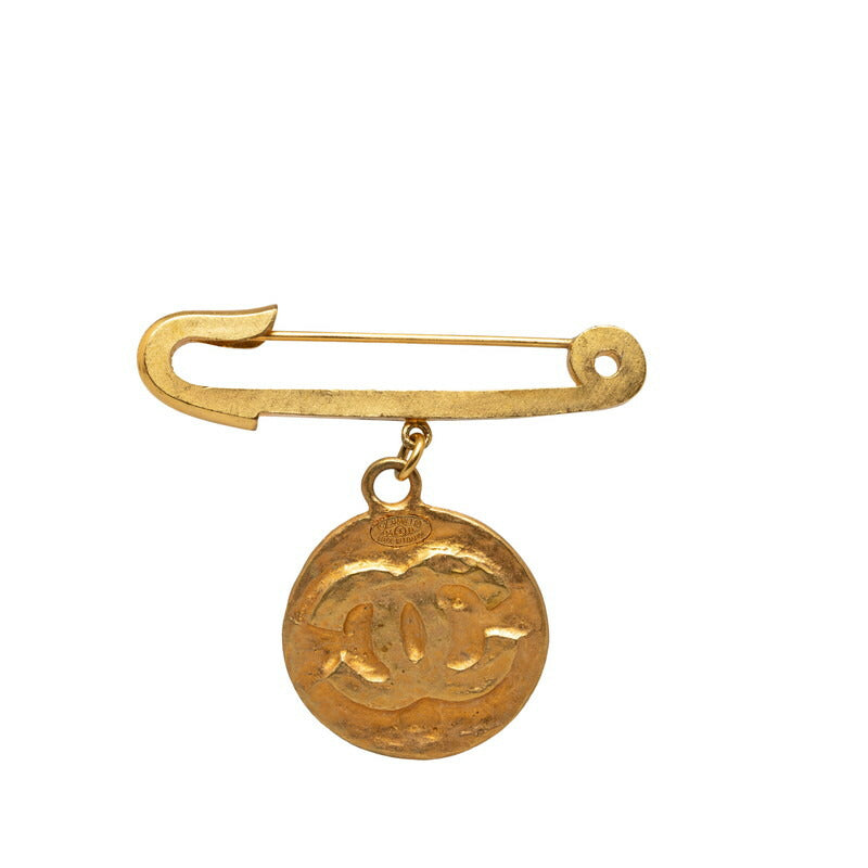 Chanel Vintage Coco Mark Medal Pin Brooch Gold