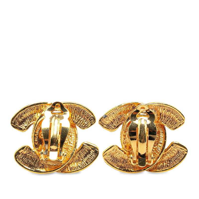 Chanel Matelasse Coco Mark Earrings Gold Plated