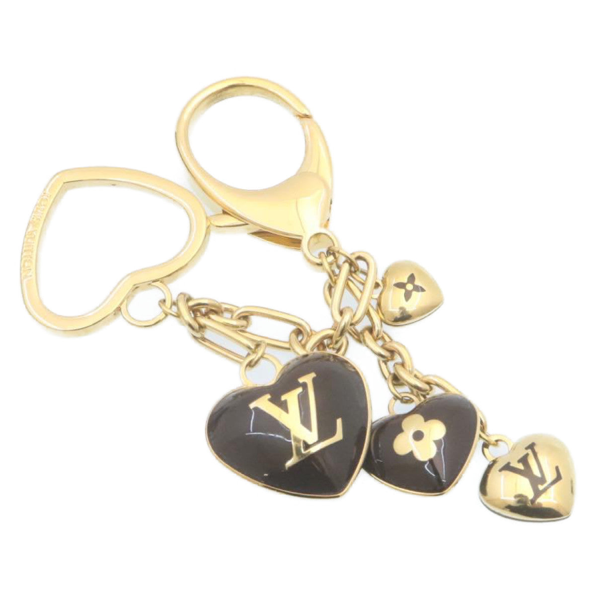 LOUIS VUITTON Bijoux Sac Coeur Heart Charm M65757 Gold Amarante LV ki1591