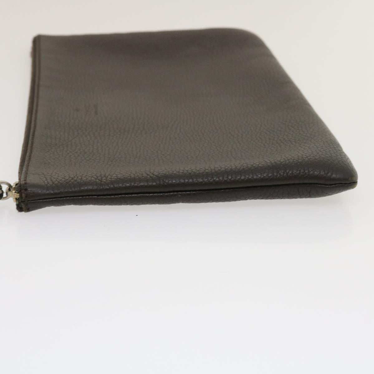 Luxury Gucci Clutch Bag Leather Bamboo Brown Auth ki1847
