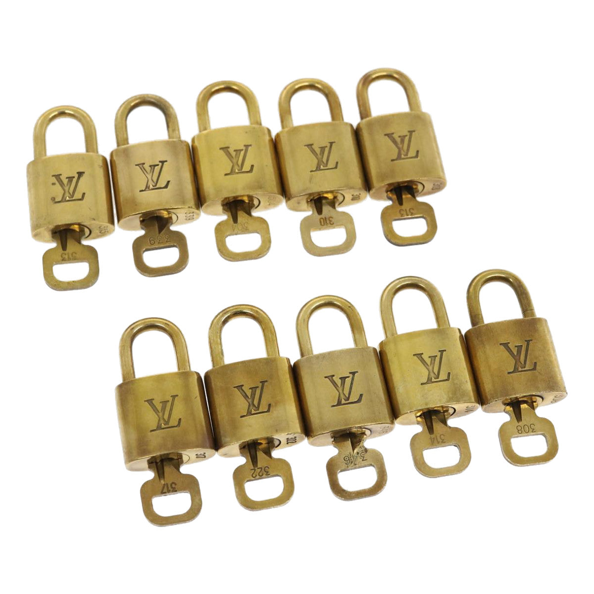 LOUIS VUITTON Padlock 10set Gold Tone LV ki1958