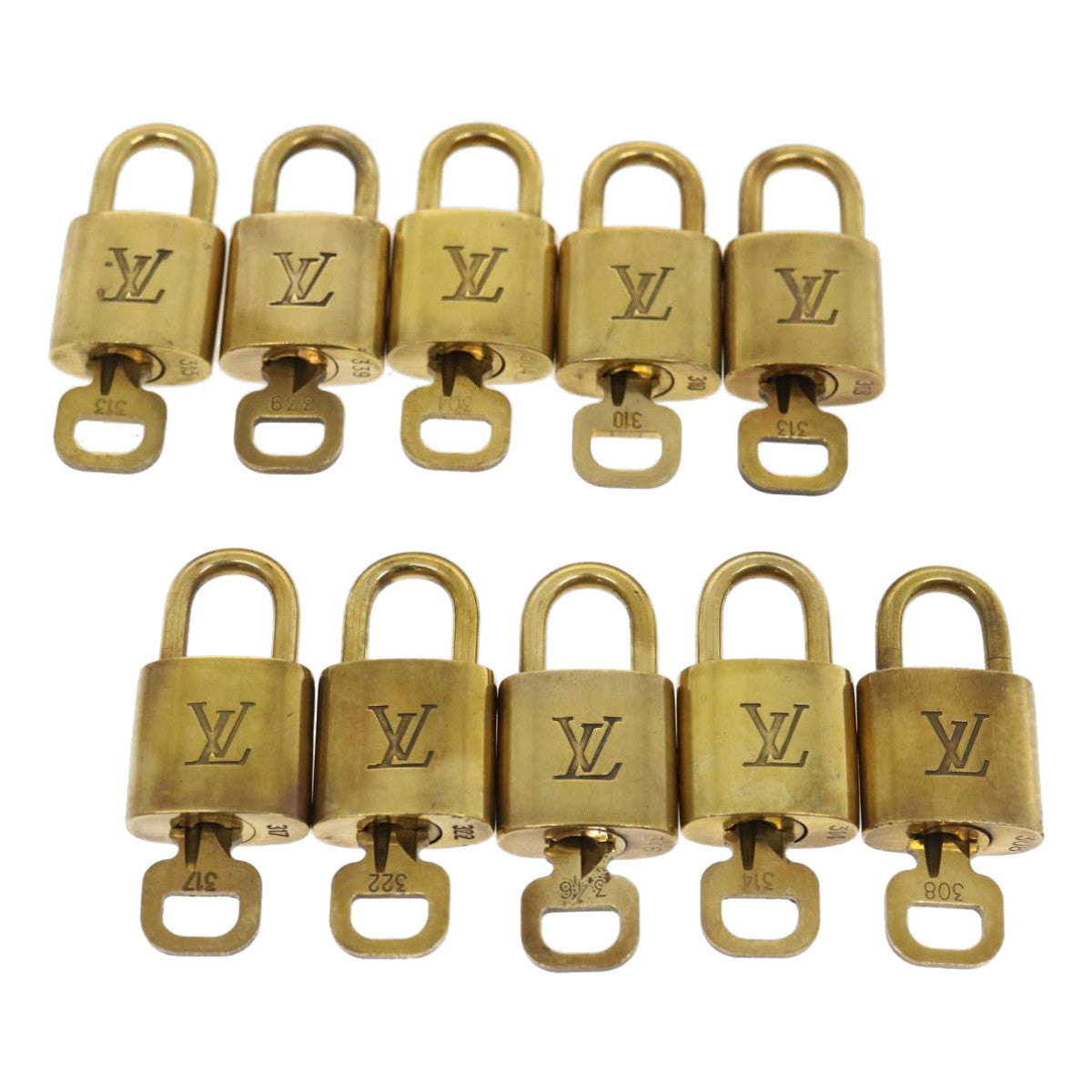LOUIS VUITTON Padlock 10set Gold Tone LV ki1958
