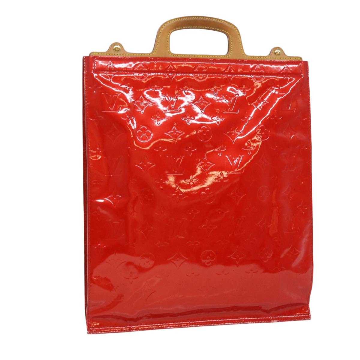 LOUIS VUITTON Vernis Stanton Tote Bag Red M91078 LV ki2309