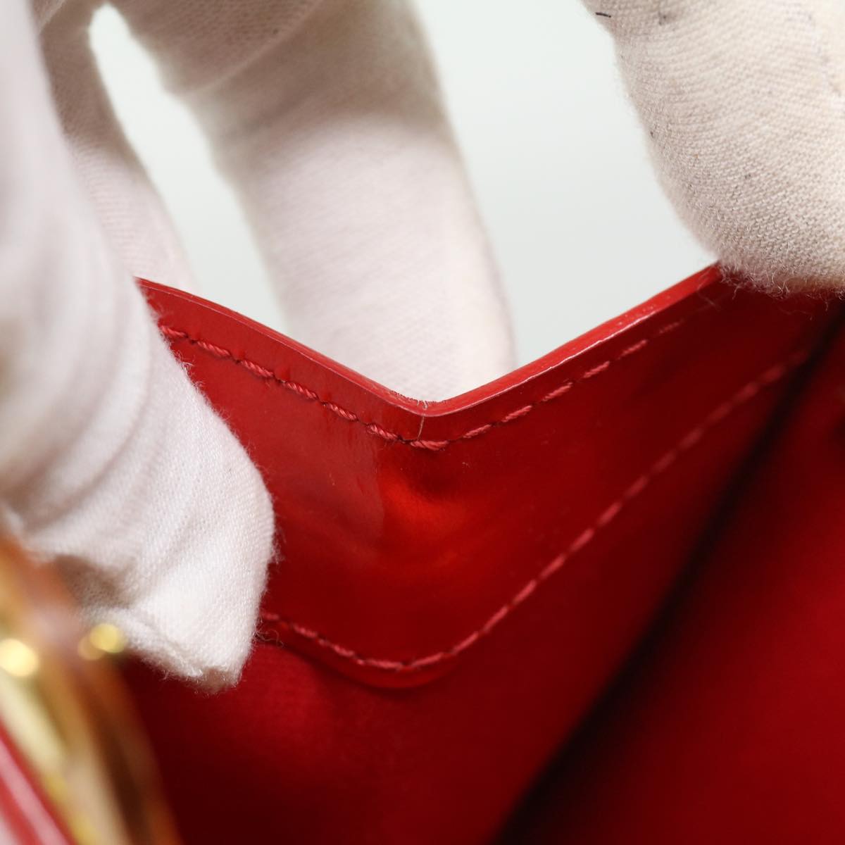 LOUIS VUITTON Vernis Stanton Tote Bag Red M91078 LV ki2309