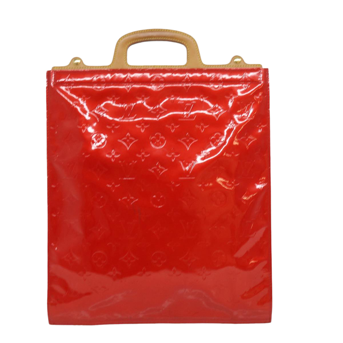 LOUIS VUITTON Vernis Stanton Tote Bag Red M91078 LV ki2309