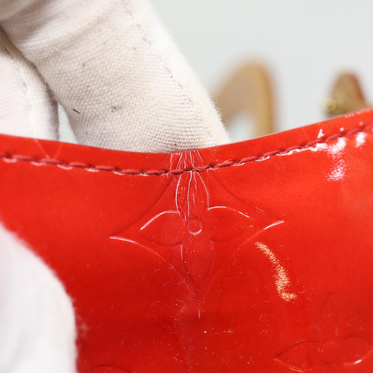 LOUIS VUITTON Vernis Stanton Tote Bag Red M91078 LV ki2309
