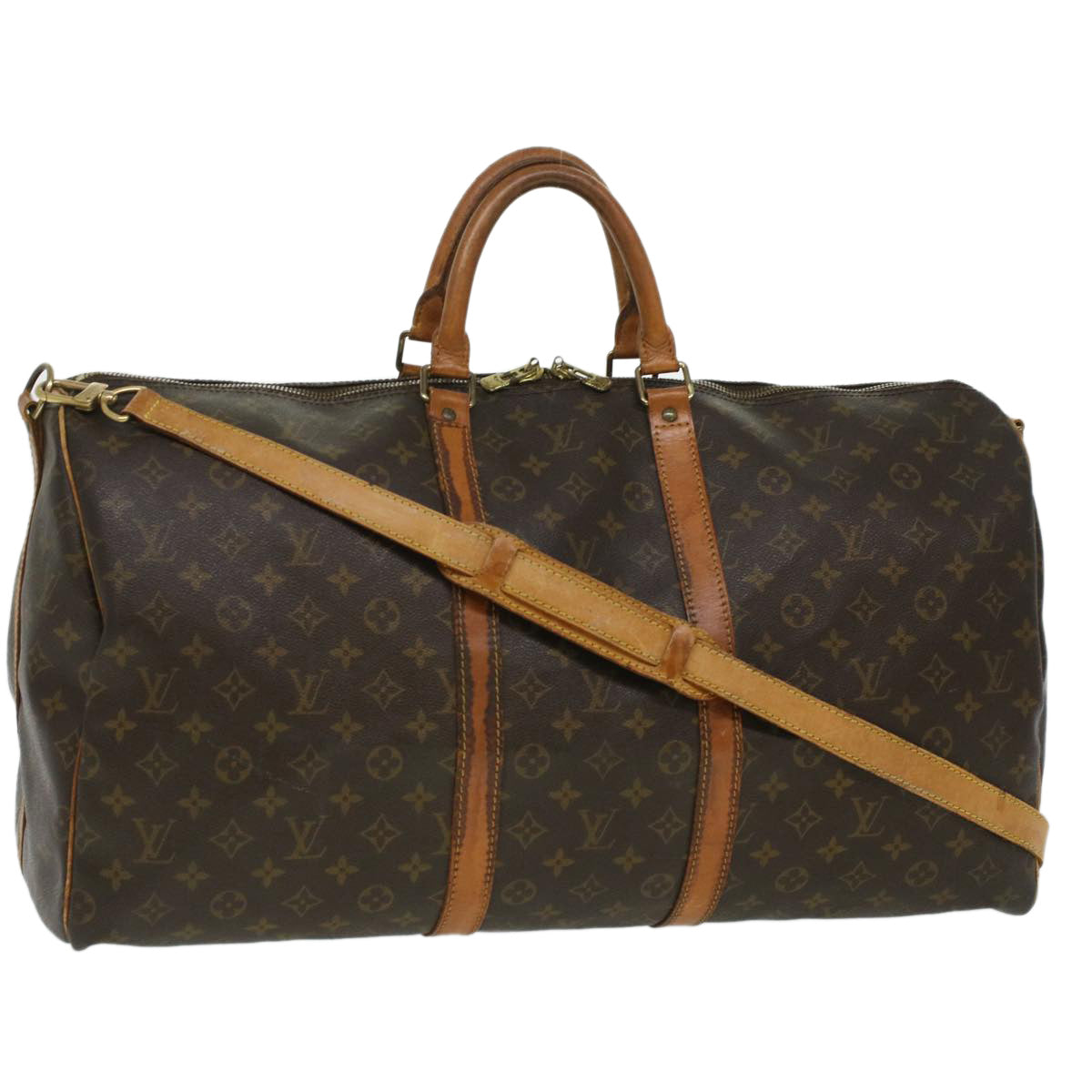 LOUIS VUITTON Monogram Keepall Bandouliere 55 Boston Bag M41414 LV ki2716