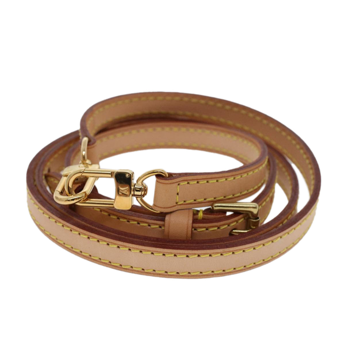 LOUIS VUITTON Shoulder Strap Leather 39.4""-46.5"" Beige LV ki3027