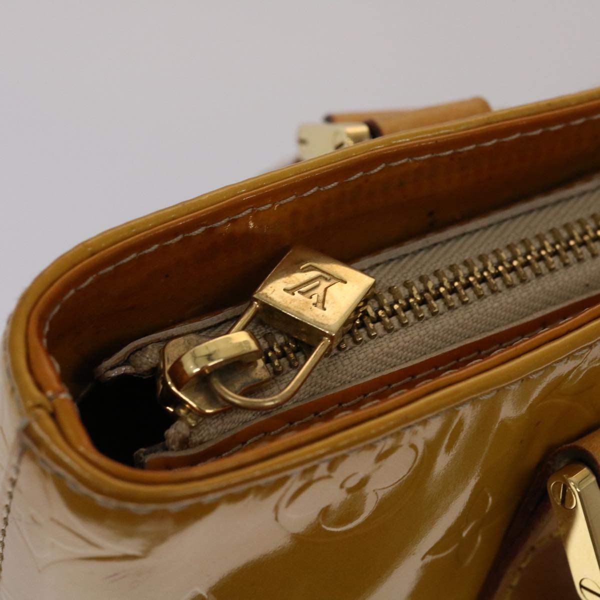 LOUIS VUITTON Monogram Vernis Houston Hand Bag Beige M91004 LV ki3080
