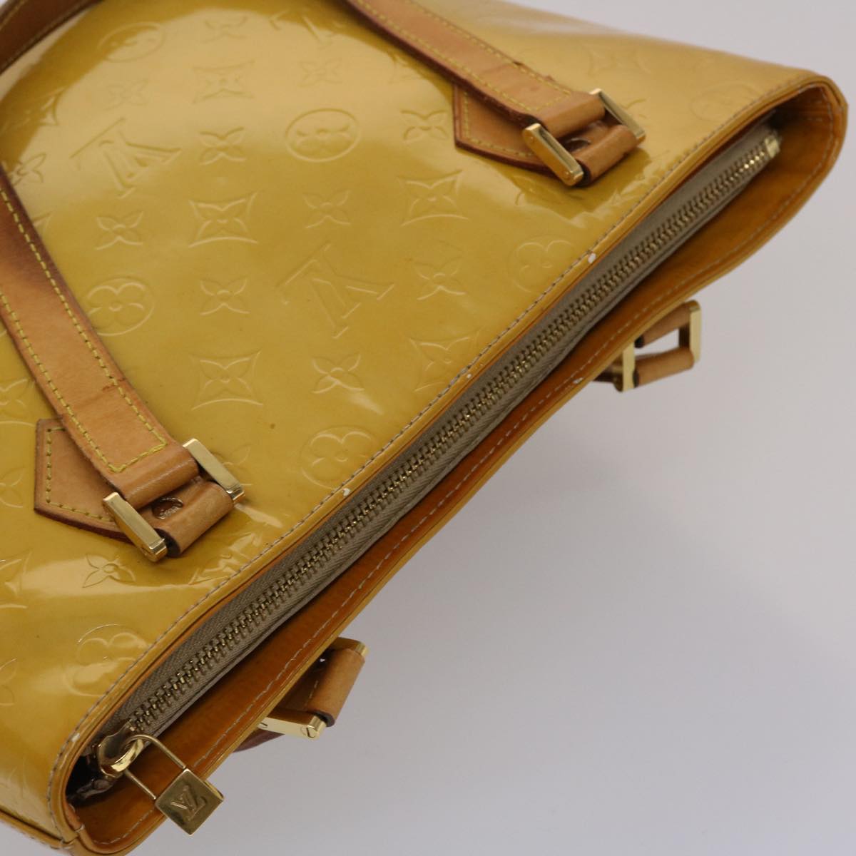 LOUIS VUITTON Monogram Vernis Houston Hand Bag Beige M91004 LV ki3080