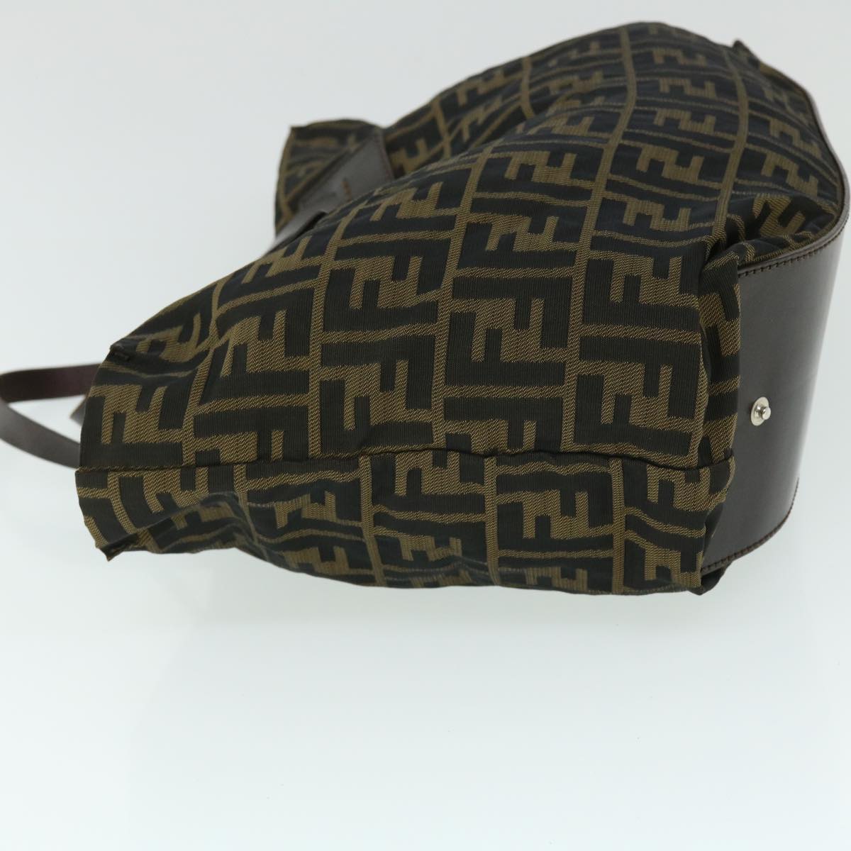 Luxury FendiZucca Canvas Hand Bag Nylon Leather Brownki3329