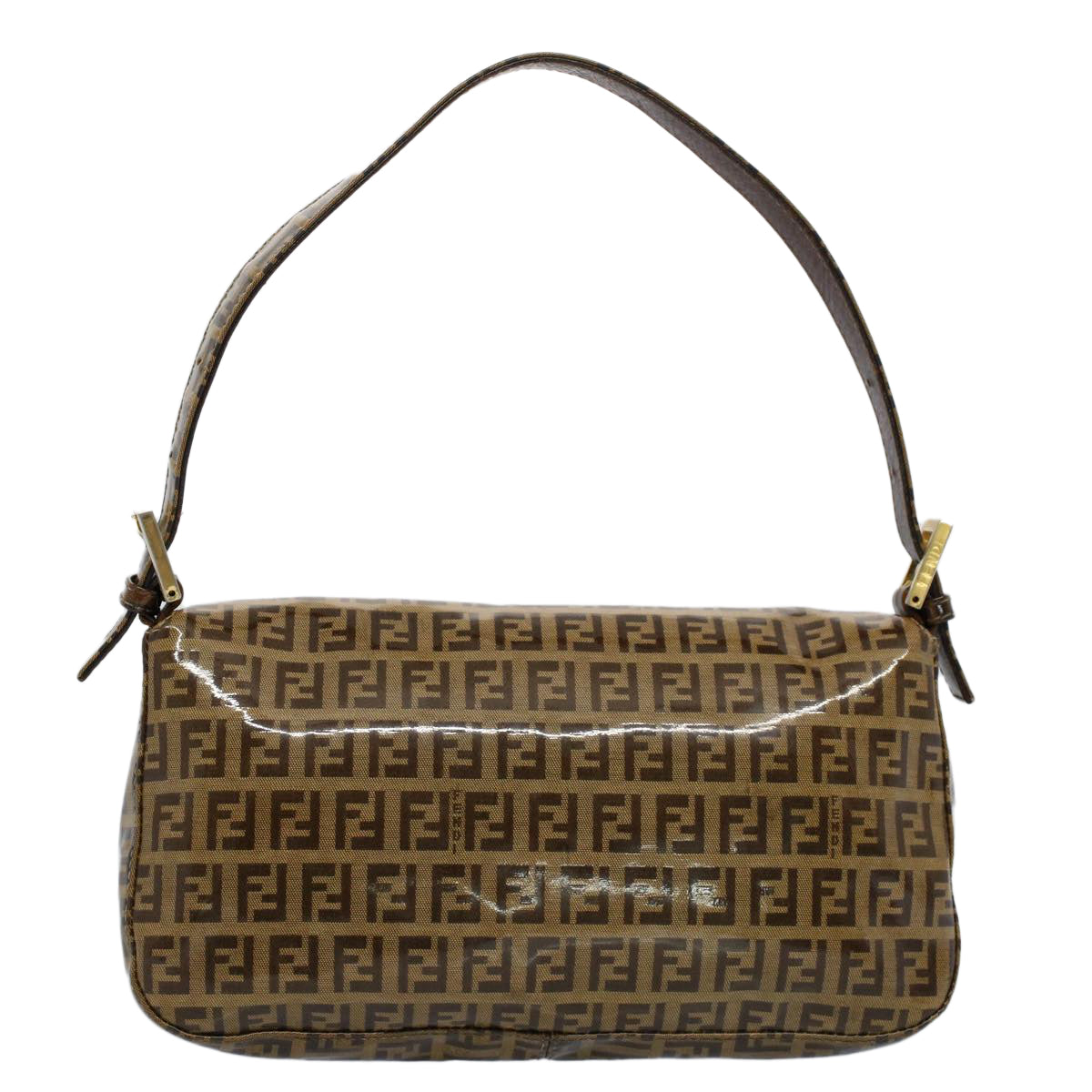 Luxury FendiZucchino Canvas Mamma Baguette Shoulder Bag Beigeki3426