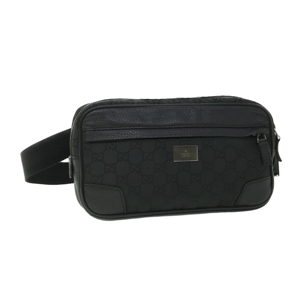 Luxury Gucci GG Canvas Waist bag Nylon Leather Black 336672  ki3498