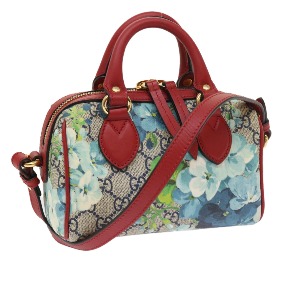 Luxury Gucci GG Supreme Mini Boston Bag 2way Red Blue Gray 546312  ki3507