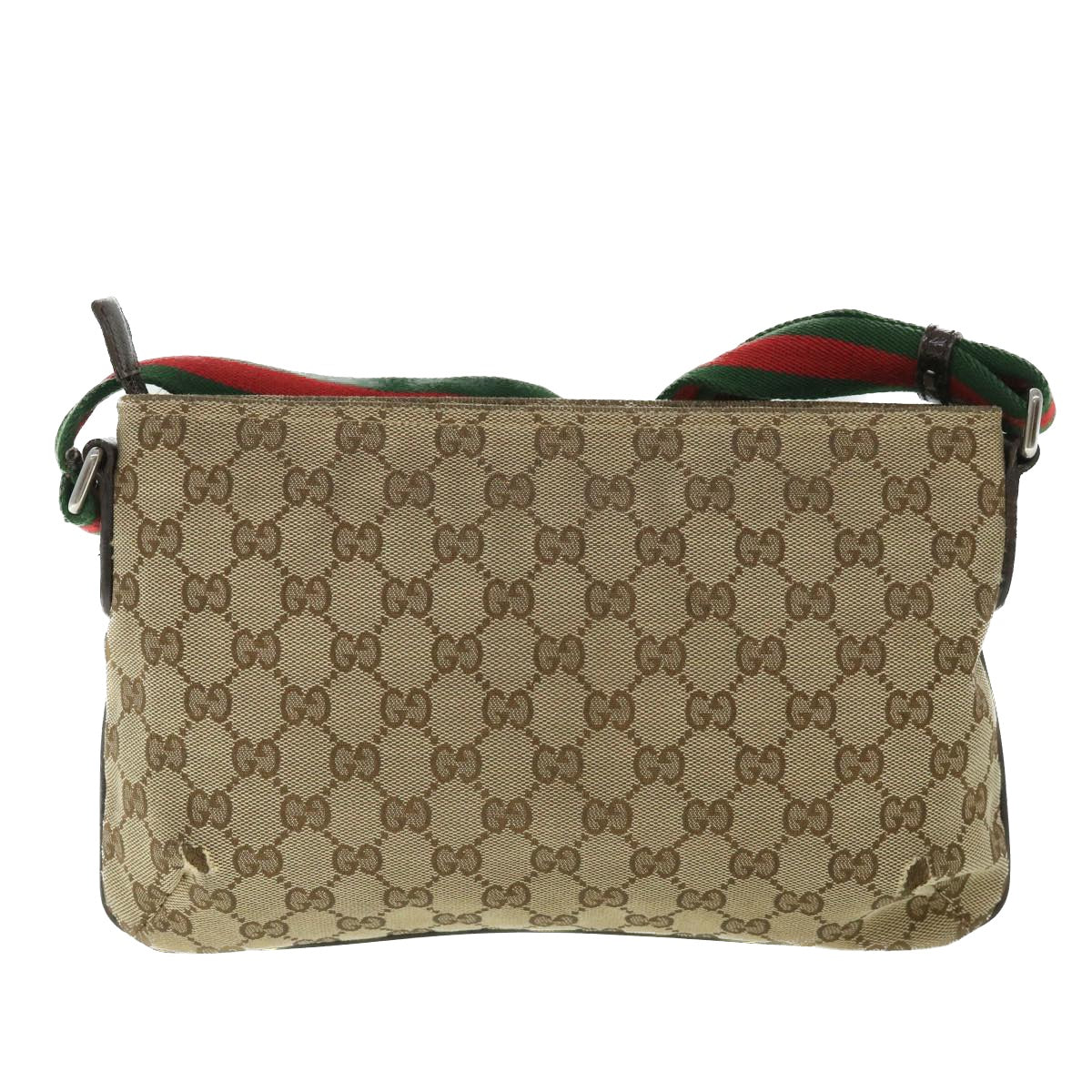 Luxury Gucci GG Canvas Shoulder Bag Web Sherry Line Beige Red Green 91762  ki3523