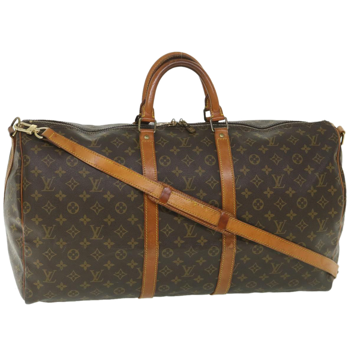 LOUIS VUITTON Monogram Keepall Bandouliere 55 Boston Bag M41414 LV ki3552