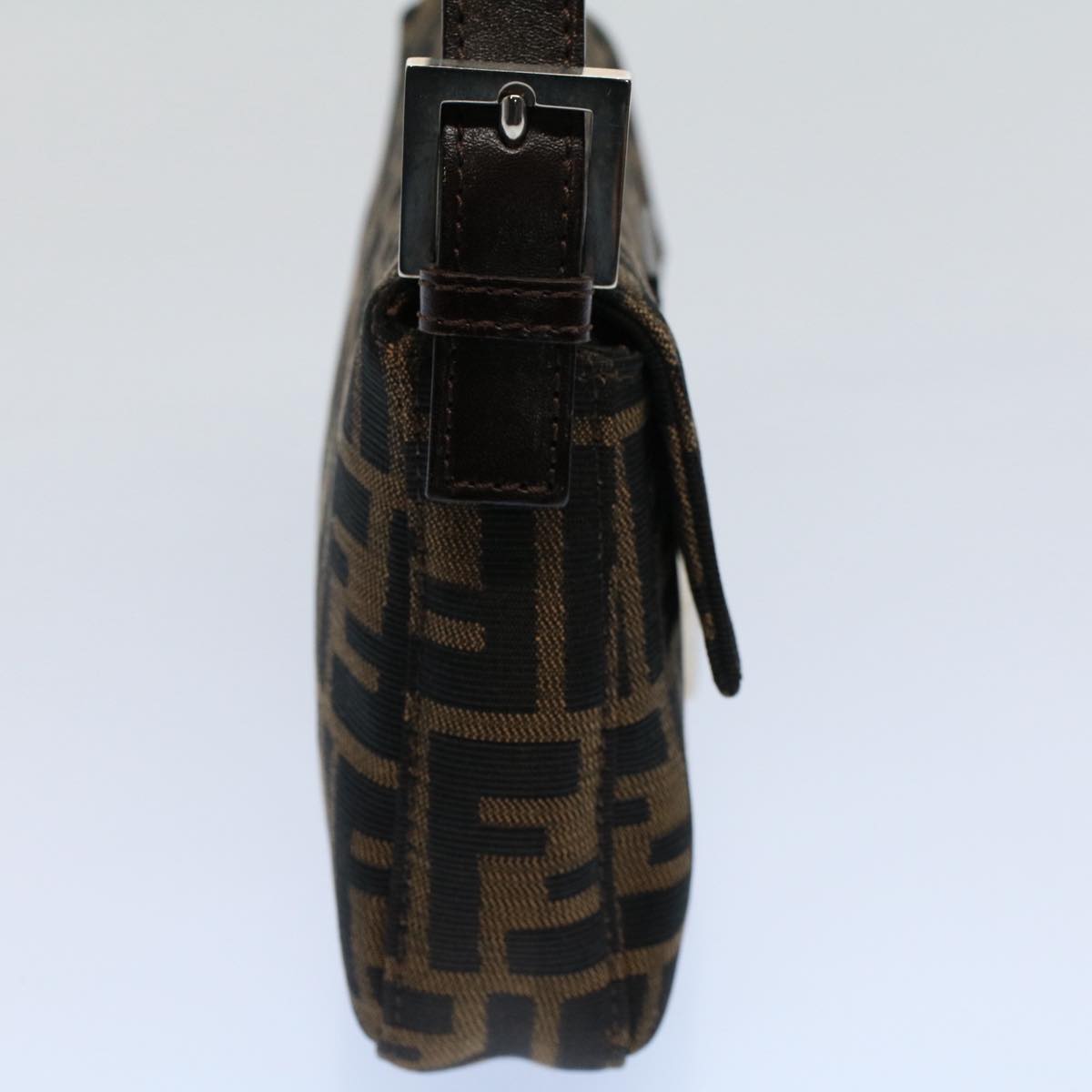Luxury FendiZucca Canvas Mamma Baguette Shoulder Bag Black Brownki3598