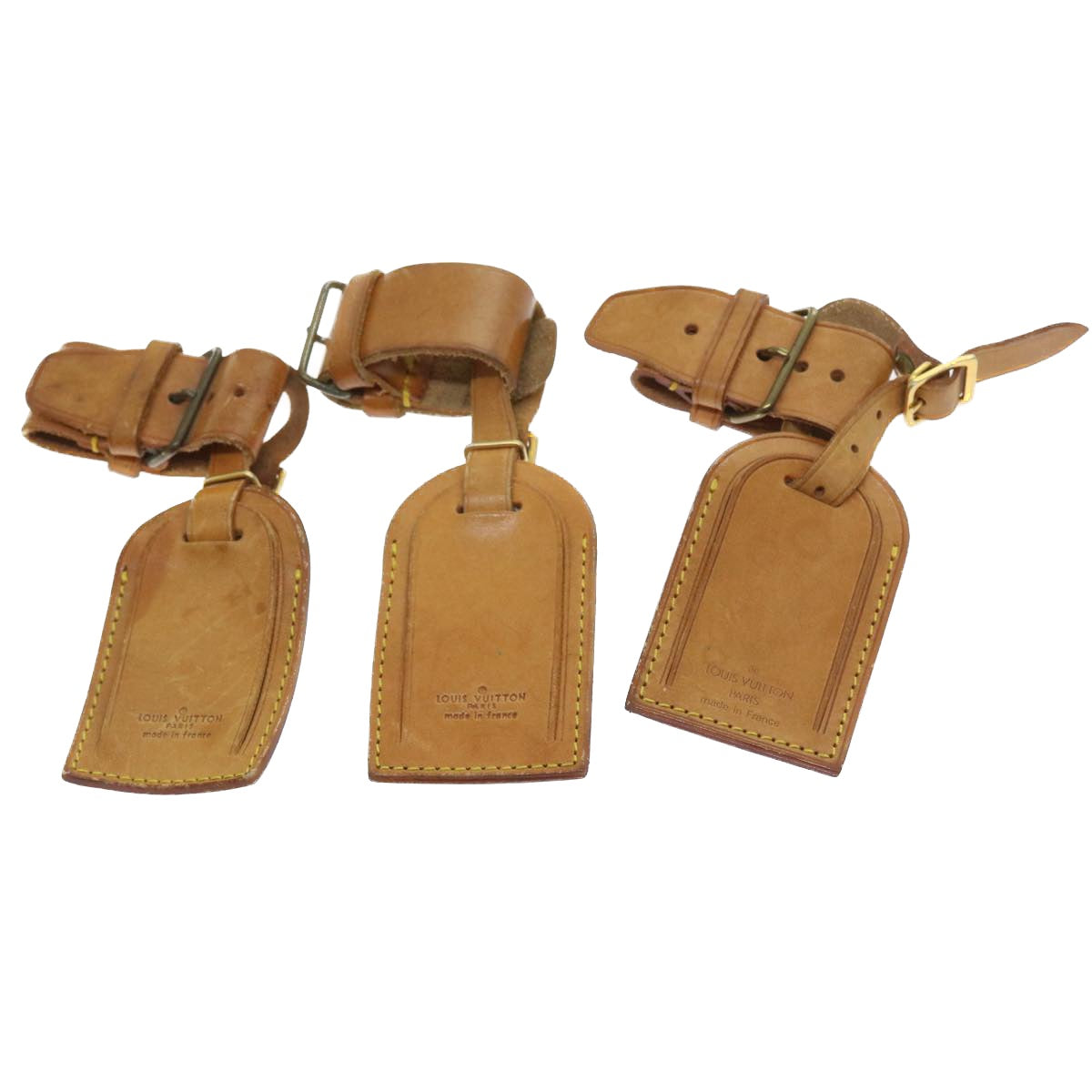 LOUIS VUITTON Powanie Name Tag Leather 10set Beige LV ki3603