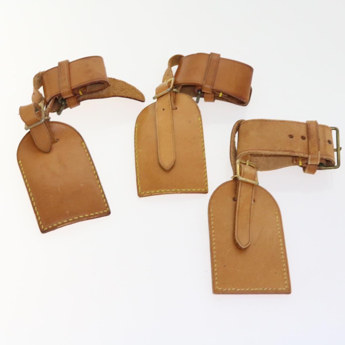 LOUIS VUITTON Powanie Name Tag Leather 10set Beige LV ki3603