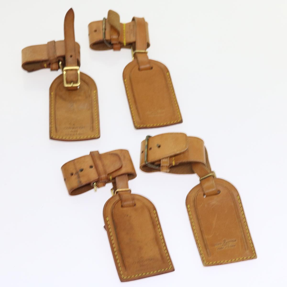 LOUIS VUITTON Powanie Name Tag Leather 10set Beige LV ki3603