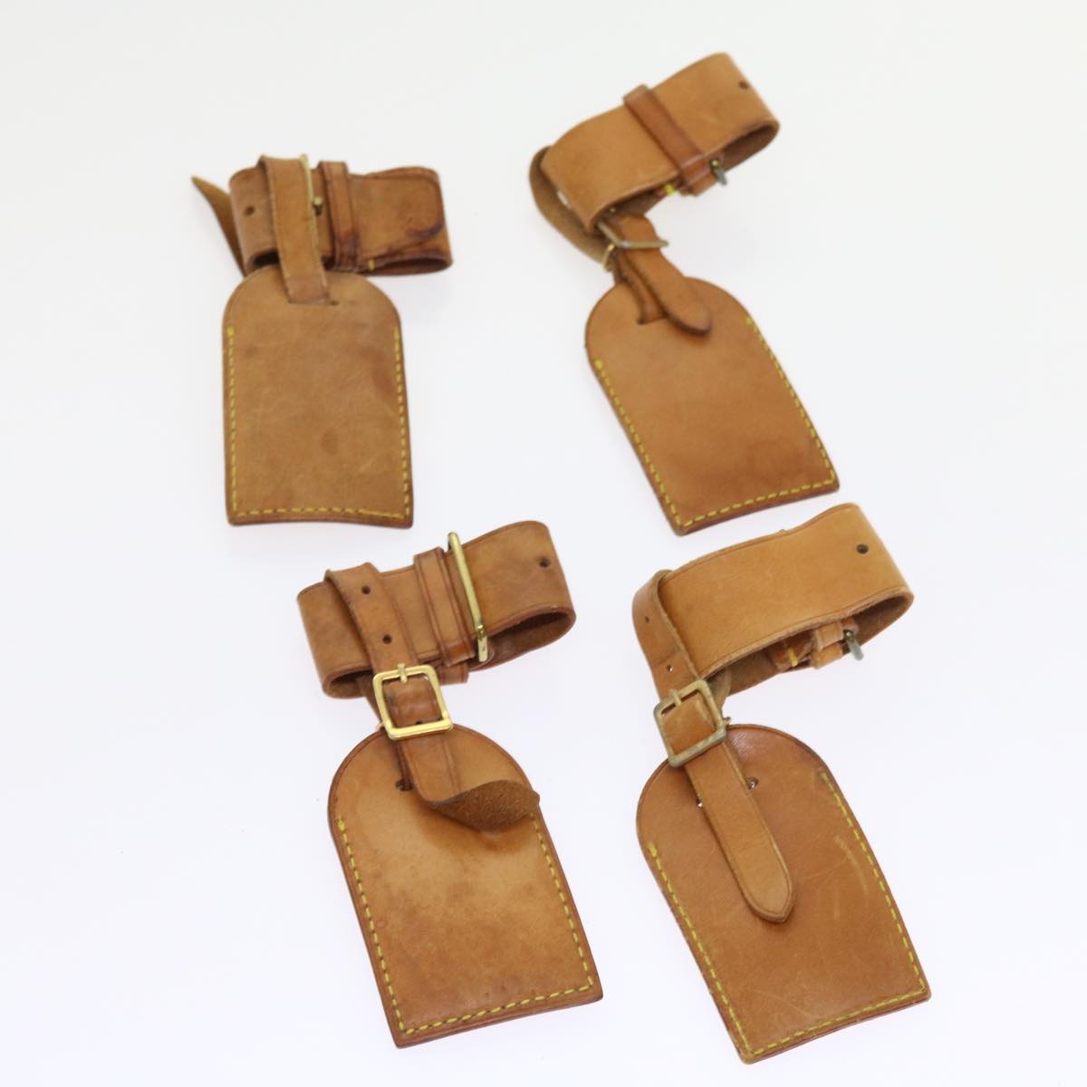LOUIS VUITTON Powanie Name Tag Leather 10set Beige LV ki3603
