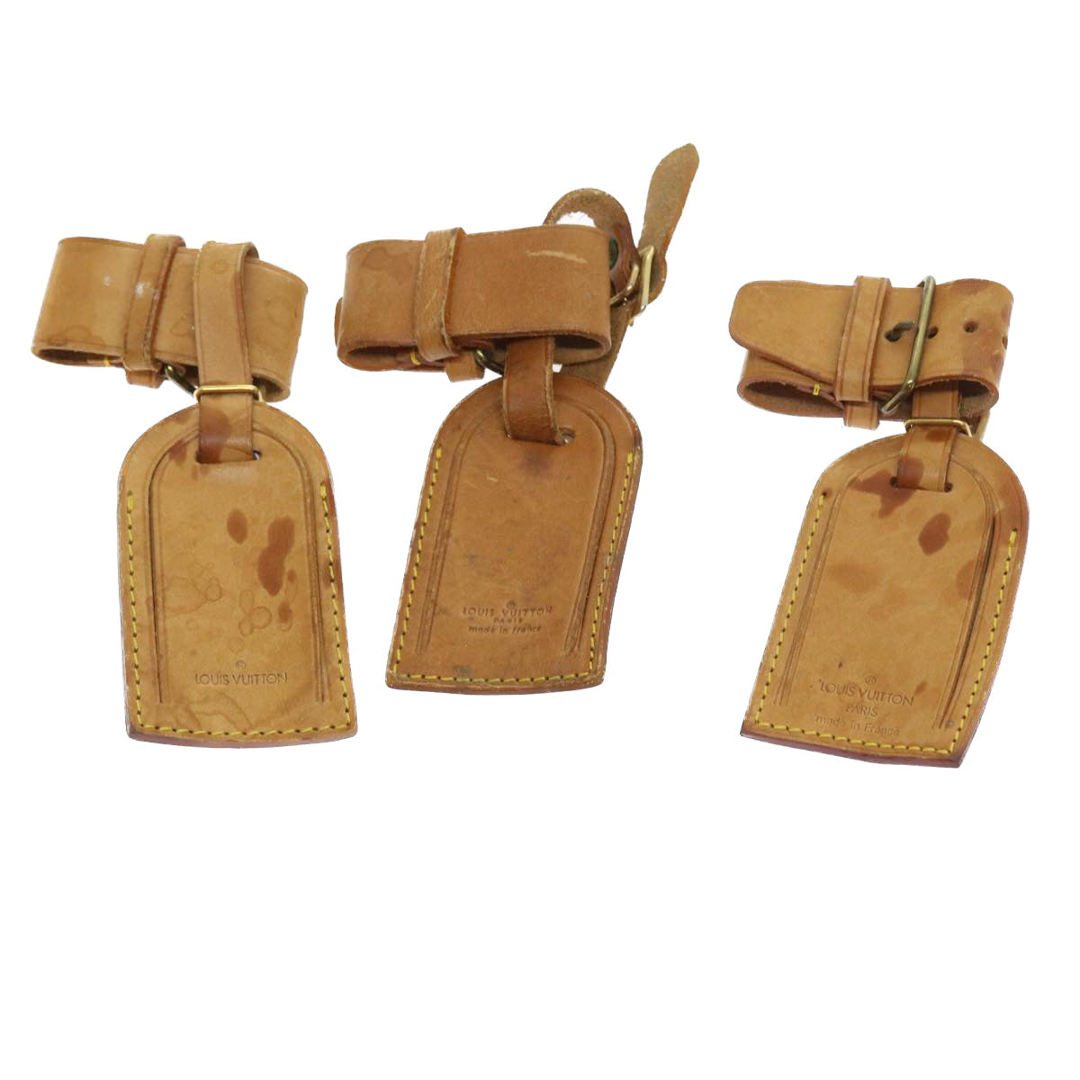 LOUIS VUITTON Powanie Name Tag Leather 10set Beige LV ki3604