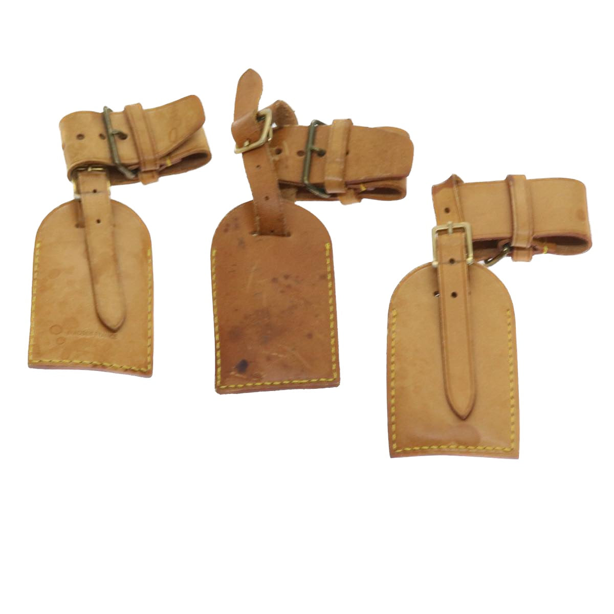 LOUIS VUITTON Powanie Name Tag Leather 10set Beige LV ki3604