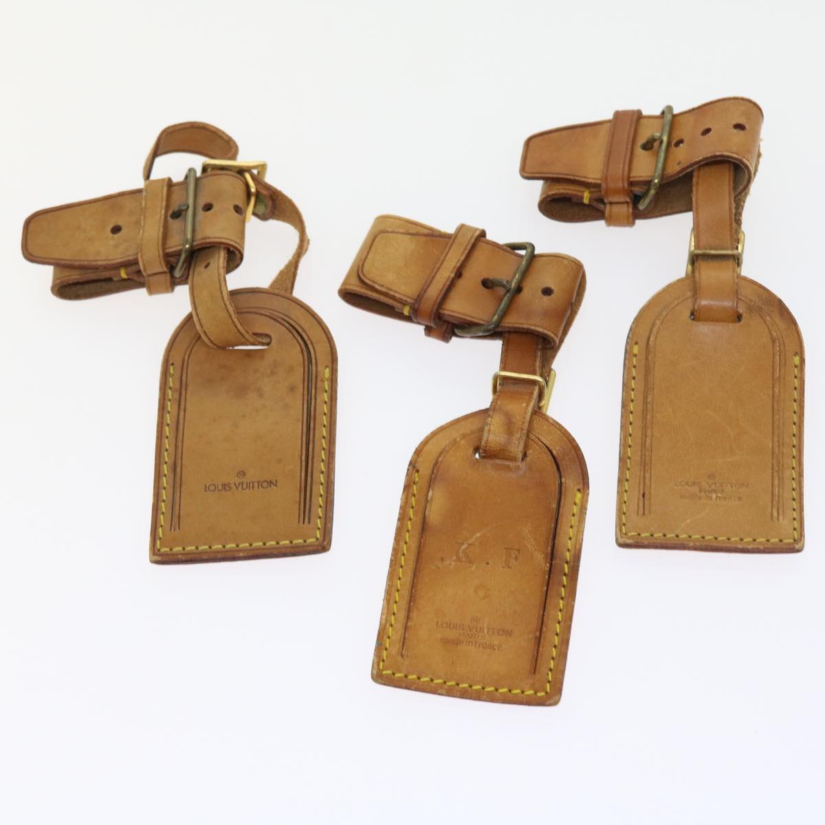LOUIS VUITTON Powanie Name Tag Leather 10set Beige LV ki3604