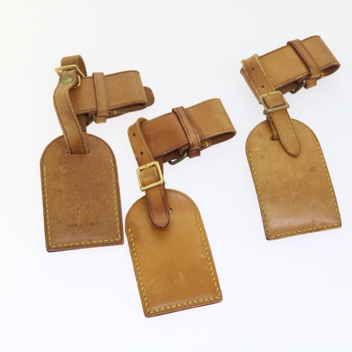 LOUIS VUITTON Powanie Name Tag Leather 10set Beige LV ki3604