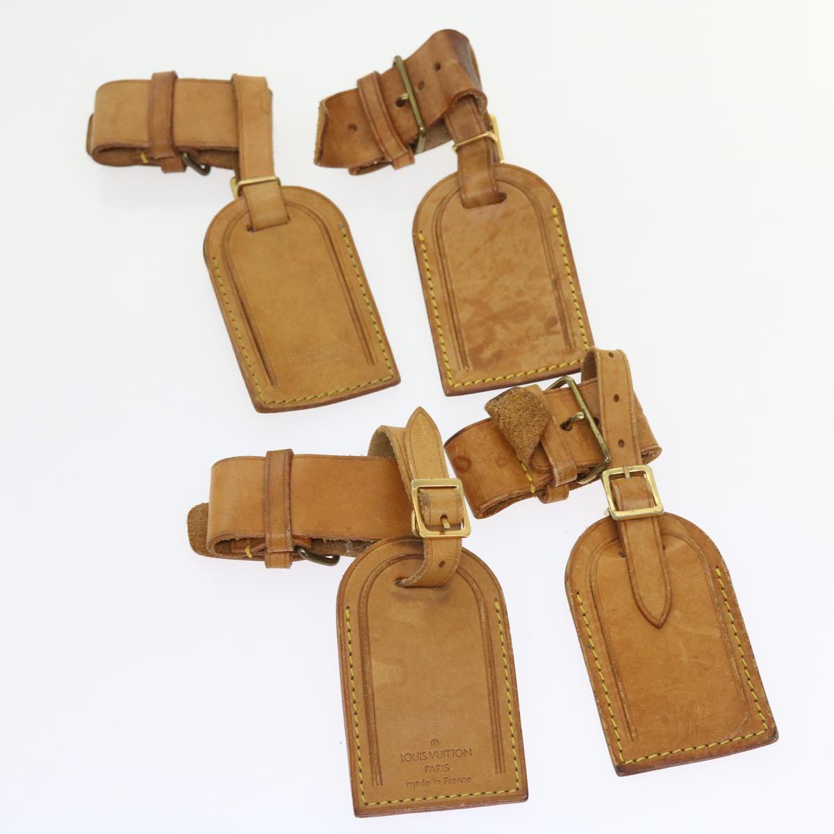 LOUIS VUITTON Powanie Name Tag Leather 10set Beige LV ki3604