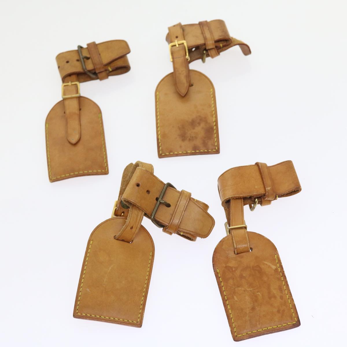LOUIS VUITTON Powanie Name Tag Leather 10set Beige LV ki3604