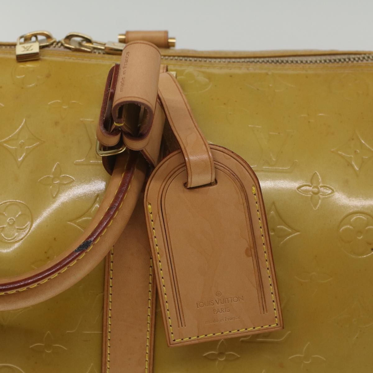 LOUIS VUITTON Monogram Vernis Mercer Boston Bag Beige M91000 LV ki3630