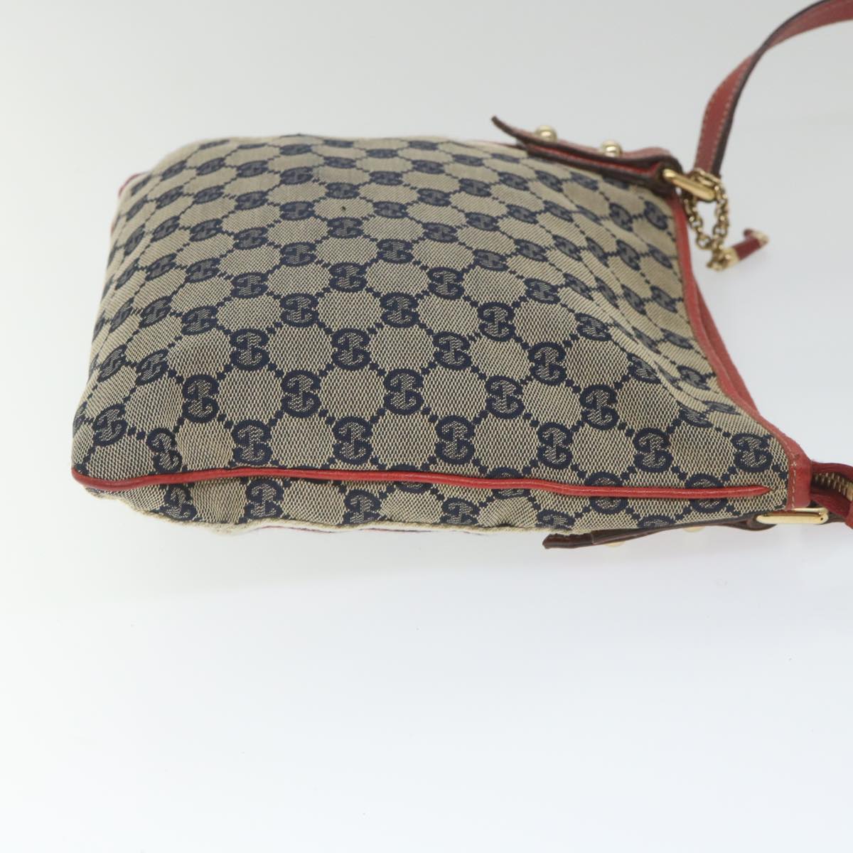 GUCCI GG Canvas Sherry Line Shoulder Bag Navy Red 144388  ki3671