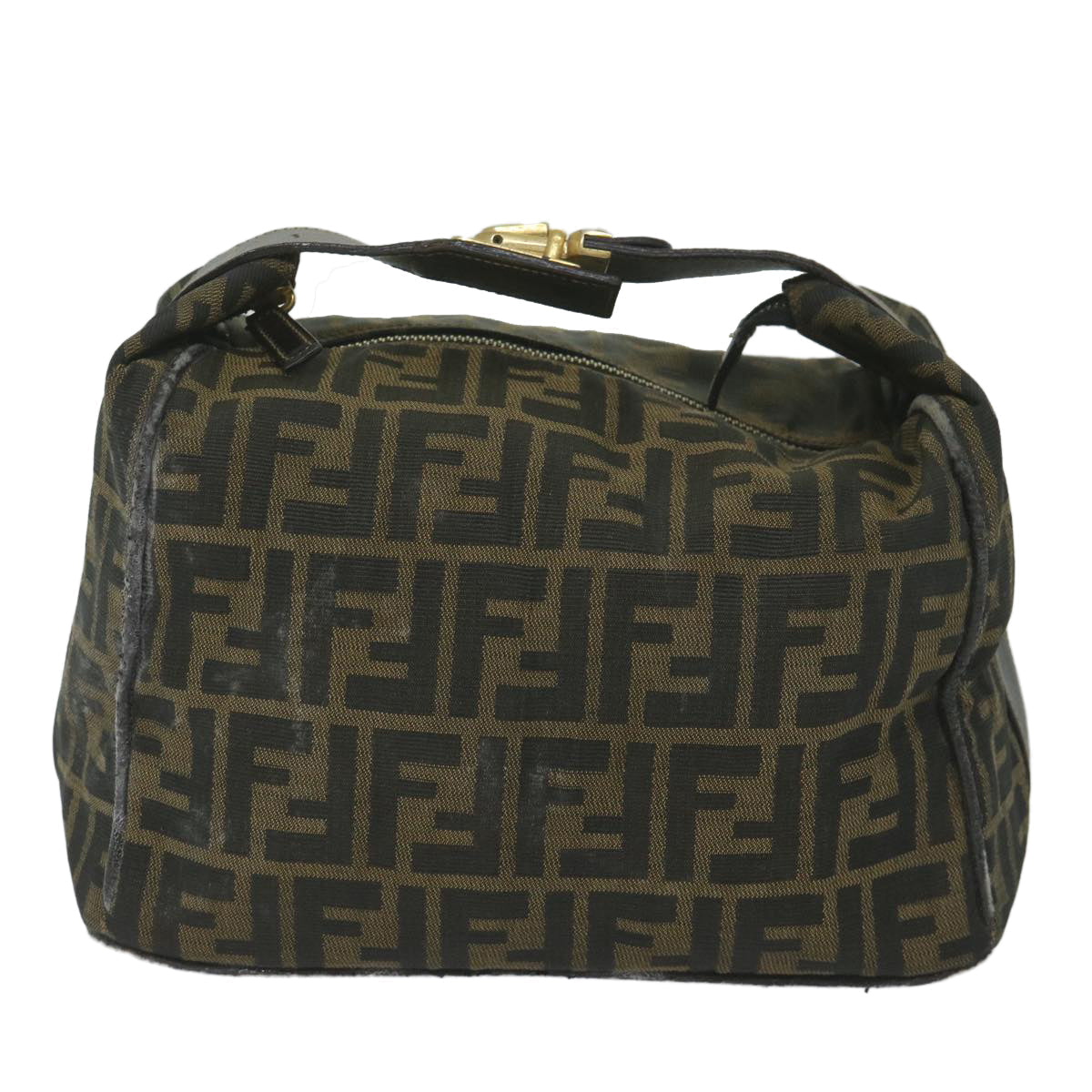 Luxury FendiZucca Canvas Vanity Cosmetic Pouch Black Brownki3845