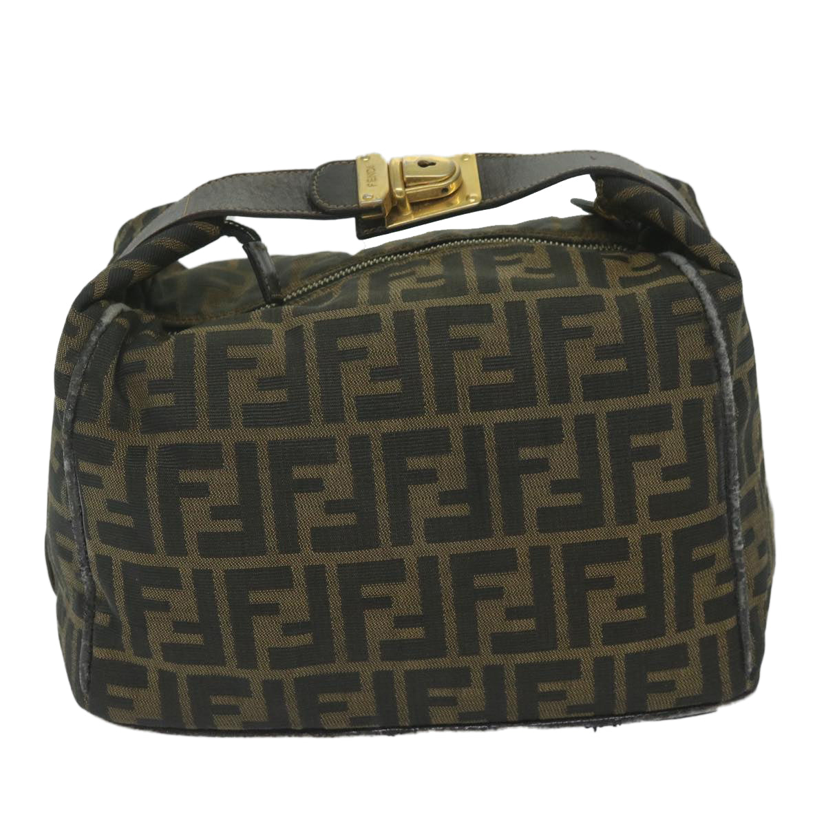 Luxury FendiZucca Canvas Vanity Cosmetic Pouch Black Brownki3845