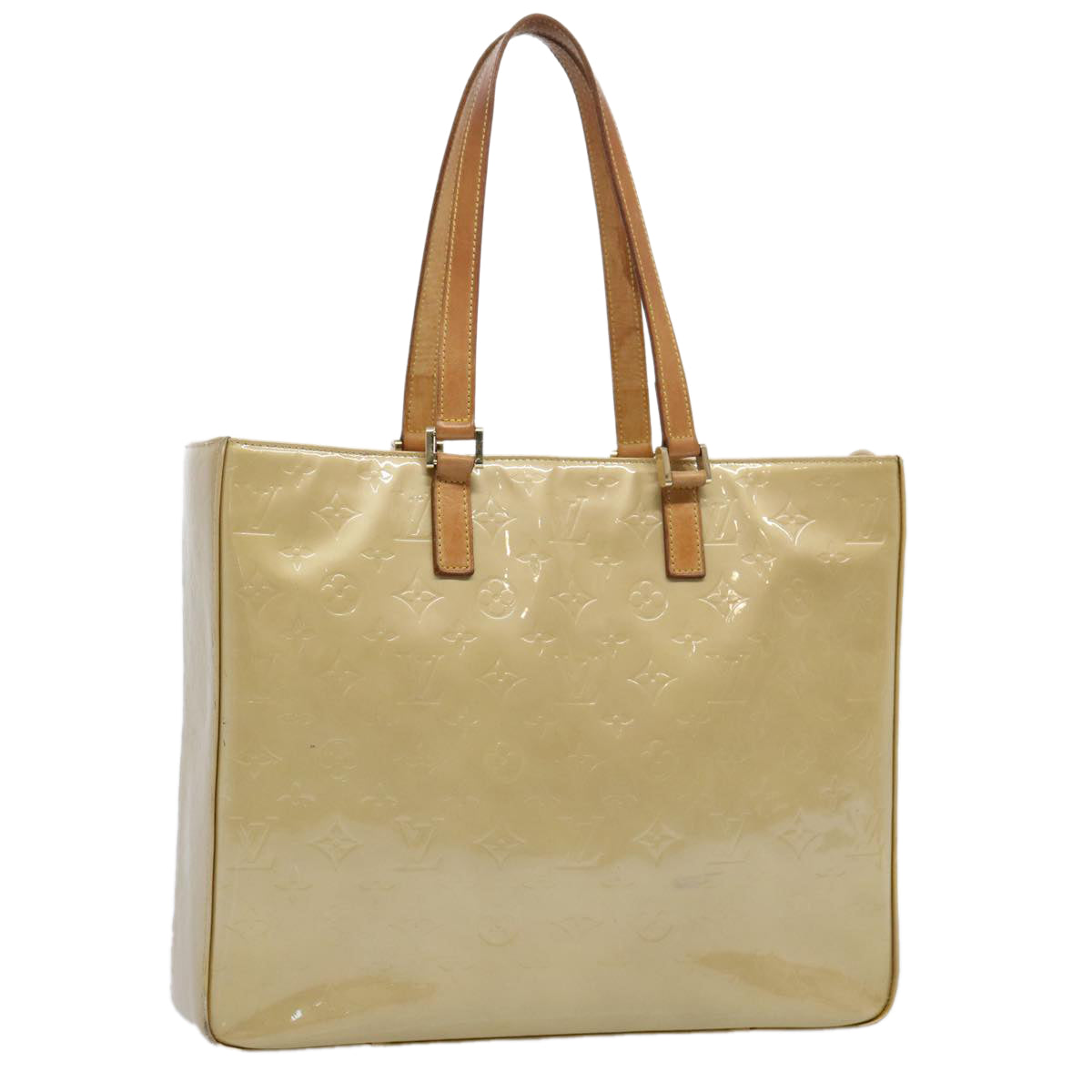 LOUIS VUITTON Monogram Vernis Columbus Tote Bag Beige M91023 LV ki3907
