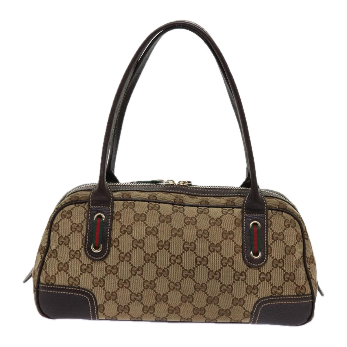 GUCCI Princy Line GG Canvas Sherry Line Hand Bag Beige Red 161720  ki3977
