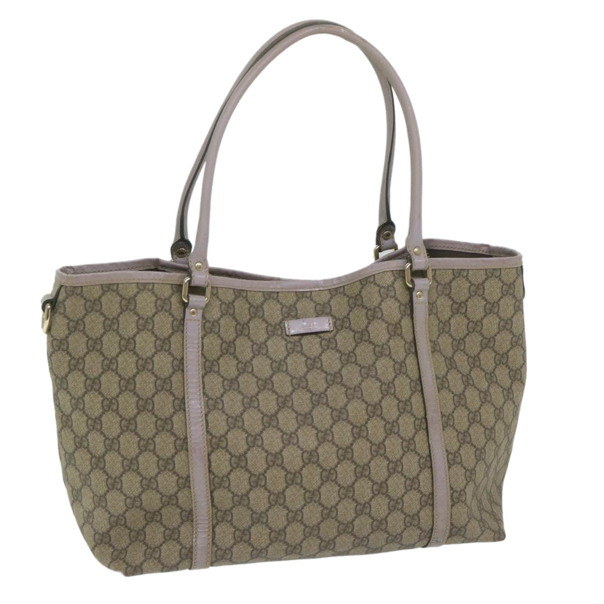 GUCCI GG Supreme Tote Bag PVC Leather Beige Purple 197953  ki4035