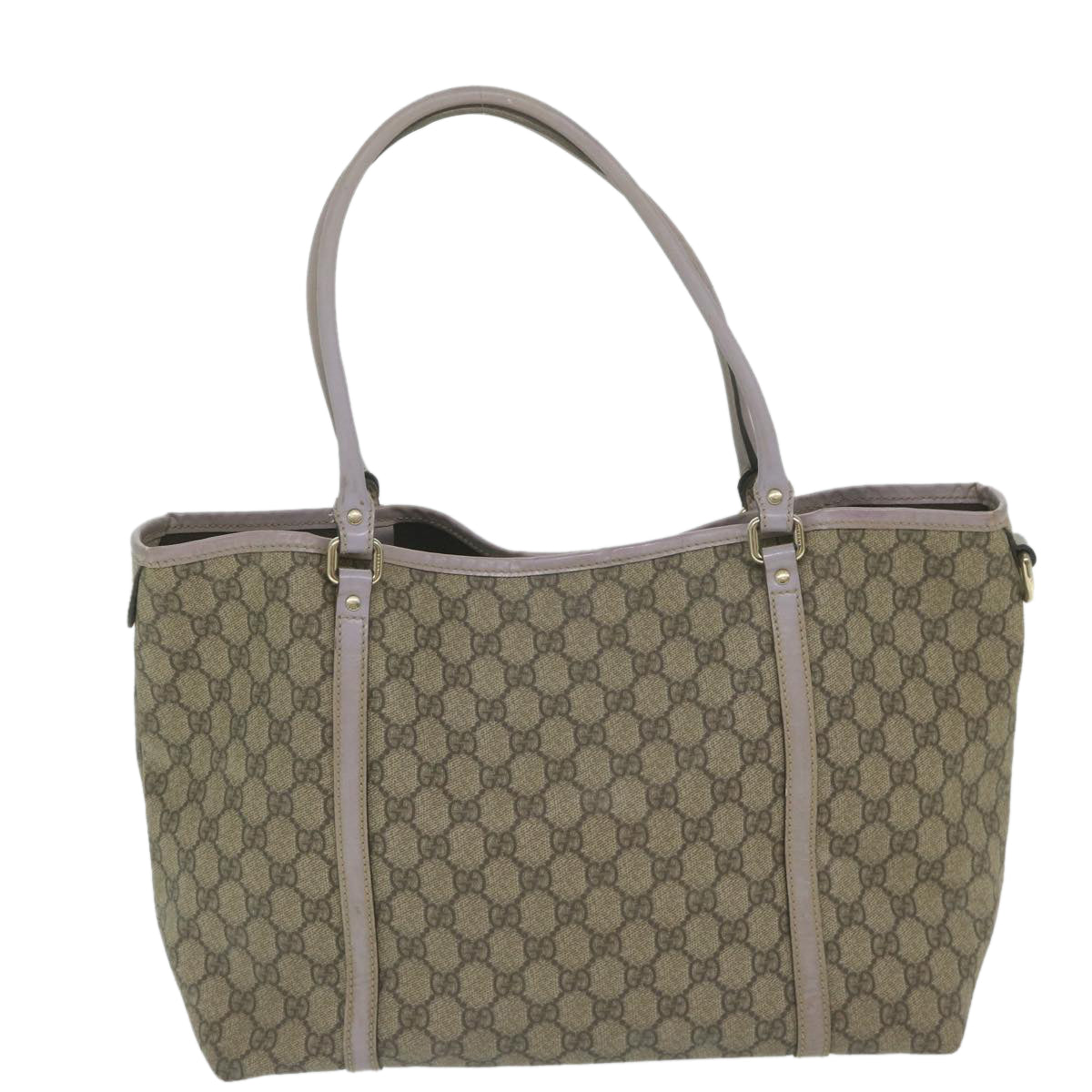 GUCCI GG Supreme Tote Bag PVC Leather Beige Purple 197953  ki4035
