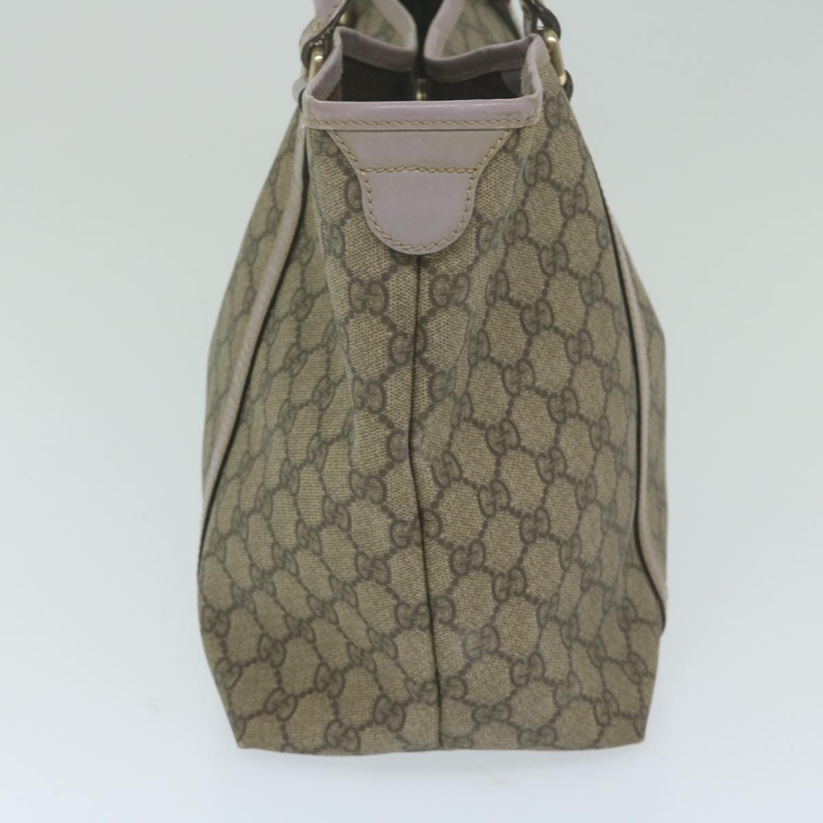 GUCCI GG Supreme Tote Bag PVC Leather Beige Purple 197953  ki4035