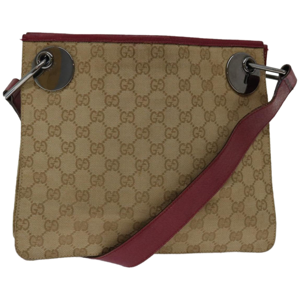GUCCI GG Canvas Shoulder Bag Beige Red 120841  ki4128