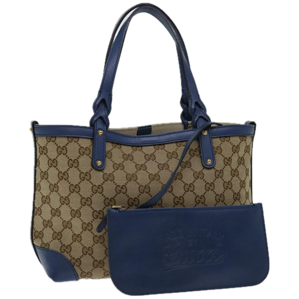 GUCCI GG Canvas Tote Bag Beige Blue 269878  ki4132