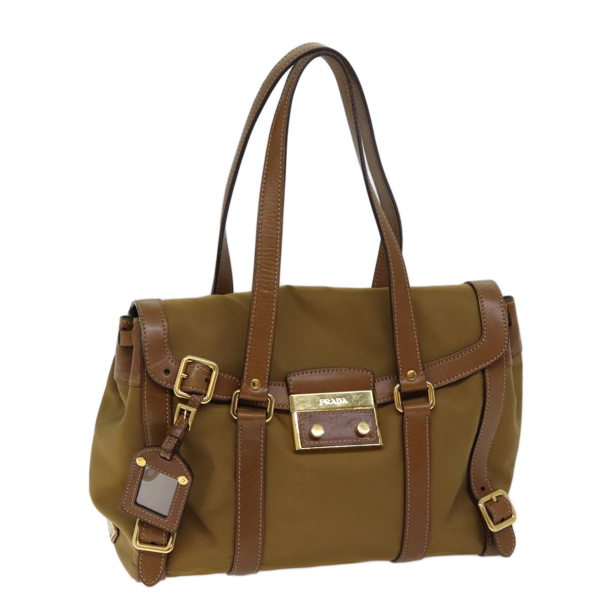 Luxury PradaShoulder Bag Nylon Leather Brown ki4307