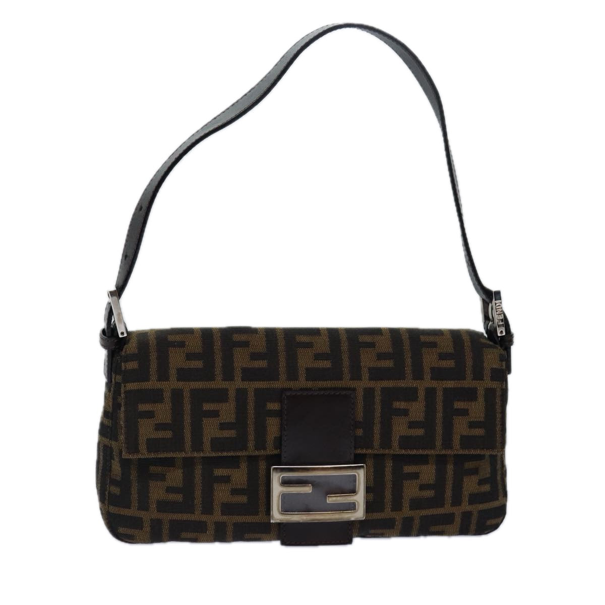 Luxury Fendi Zucca Canvas Mamma Baguette Shoulder Bag Brown Blackki4559A