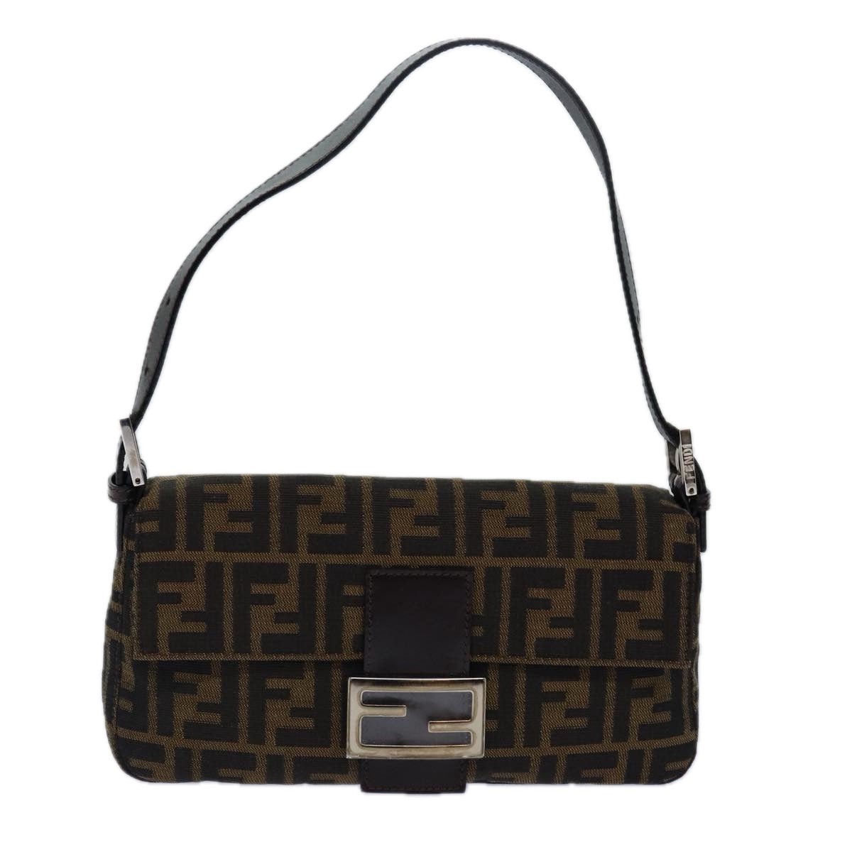 Luxury Fendi Zucca Canvas Mamma Baguette Shoulder Bag Brown Blackki4559A
