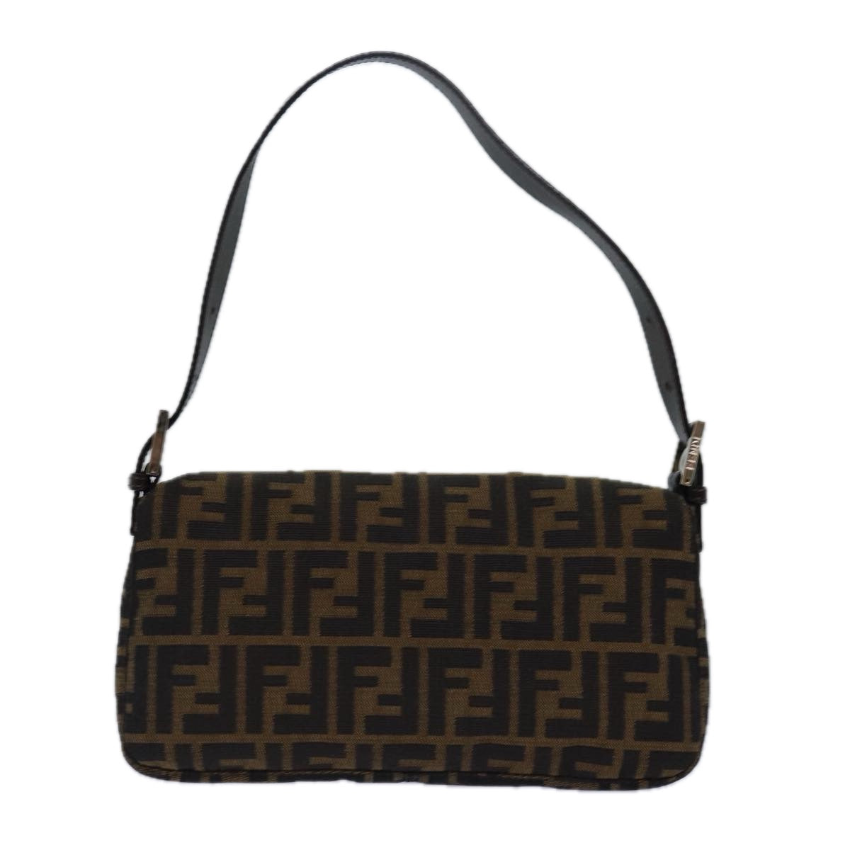 Luxury Fendi Zucca Canvas Mamma Baguette Shoulder Bag Brown Blackki4559A