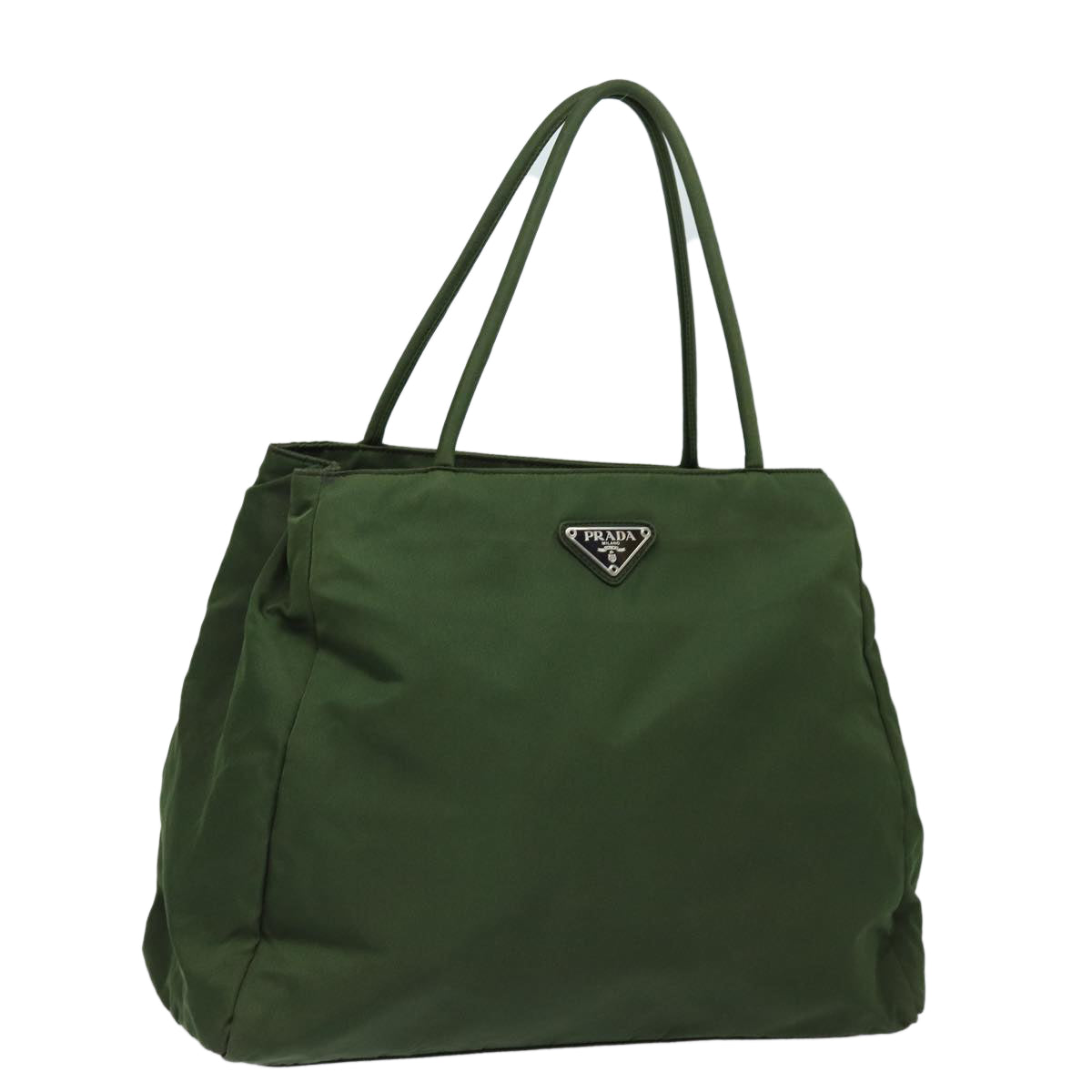 Luxury Prada Tote Bag Nylon Khaki Silver  ki4704