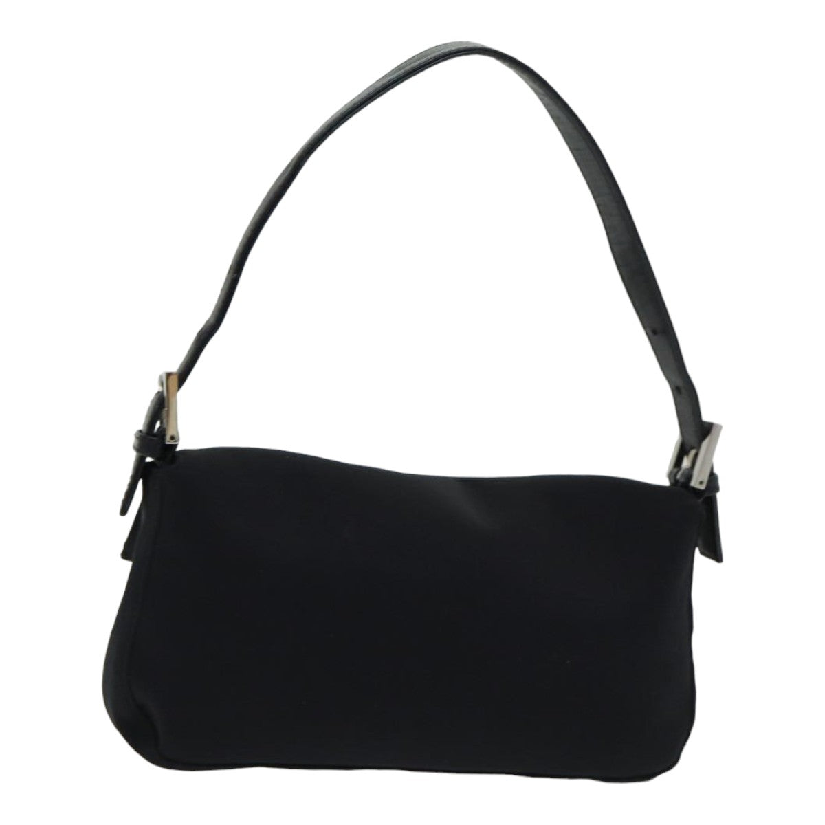 Luxury Fendi Mamma Baguette Shoulder Bag Nylon Black Silverki4707