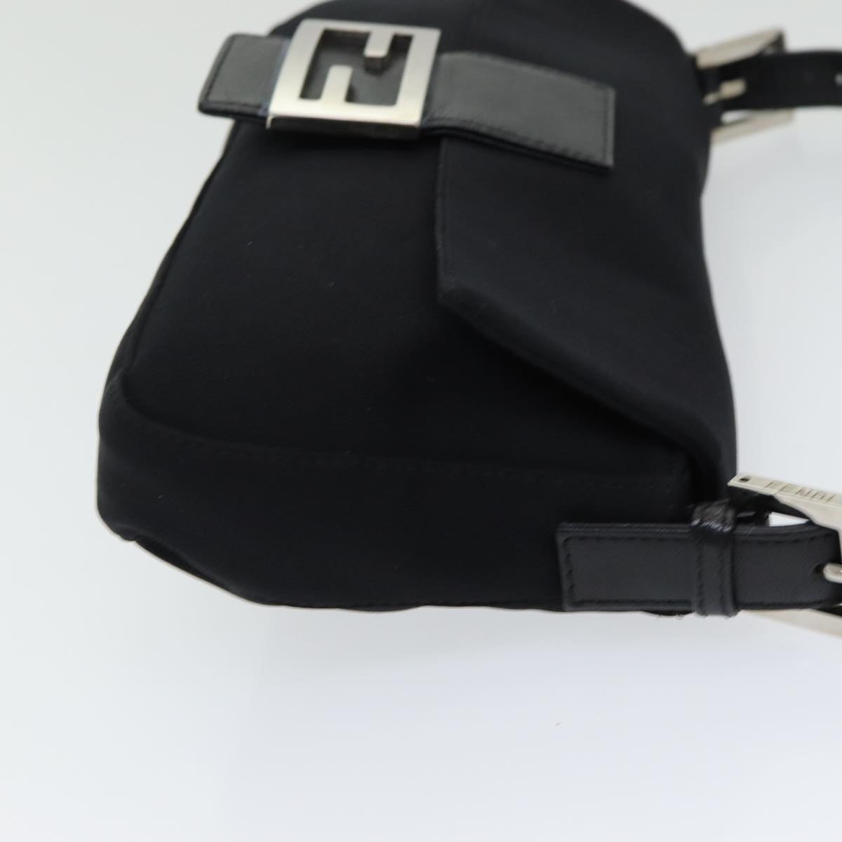 Luxury Fendi Mamma Baguette Shoulder Bag Nylon Black Silverki4707