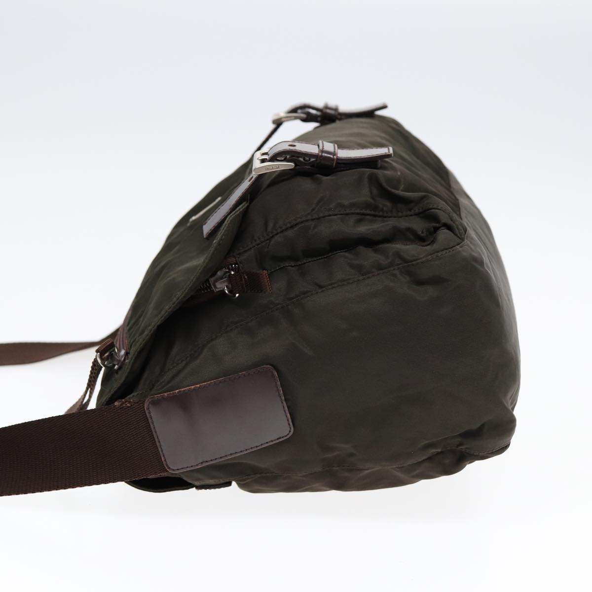 Luxury Prada Shoulder Bag Nylon Khaki Silver  ki4728